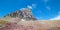 Clement Mountain as seen from Hidden Lake trail on Logan Pass in Glacier National Park during the 2017 fall fires in Montana USA