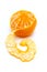 Clementine with segments on a white background