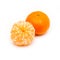 Clementine with segments on a white background