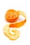 Clementine with segments on a white background