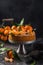 Clementines polenta cake, dark background