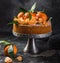 Clementines polenta cake, dark background