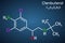 Clenbuterol molecule. It is sympathomimetic amine, decongestant, bronchodilator, used in respiratory conditions, in