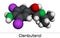 Clenbuterol molecule. It is sympathomimetic amine, decongestant and bronchodilator, used in respiratory conditions, in asthma.