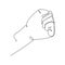 Clenched fist continuous line draw design vector illustration. Sign and symbol of hand gestures. Single continuous drawing line.