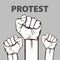 Clenched fist held in protest vector illustration. freedom