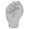 Clenched fist icon, black monochrome style
