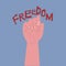 A clenched fist. Symbol of struggle and solidarity of the working class. With nadrisya freedom vector illustration in hand drawn