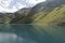 Cleuson dam in Switzerland.with blue water, mirror effect.