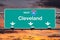 Cleveland Interstate 90 West Highway Sign with Sunrise Sky