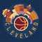 Cleveland Ohio Usa flat design illustration with basketba