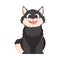 Clever blissful dark cat. Grinning cat. Cartoon style, Vector Illustration