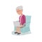 Clever computer savvy Elderly Woman Sitting in chair with Laptop