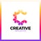 Clever, Creative, triangle, Colorful, Letter C. Smart and idea l