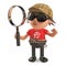 Clever detective punk rocker with spikey hair and deerstalker hat holding a magnifying glass looking for clues, 3d illustration