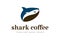 Clever Ocean Blue Shark Fish with Coffee Bean for Beach Cafe Logo Design Vector