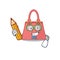 A clever student women handbag cartoon character study at home