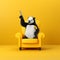 Clever Wit: A Panda Bear Sitting On A Yellow Chair