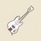Cleverly Designed Bass Guitar Drawing On Beige Background