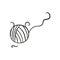 Clew ball of thread in doodle style. Skein of yarn for knitting Hand drawn line drawing vector illustration