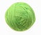 Clew of woolen thread isolated on a white background. Green ball of woolen