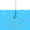 Click bait inside water. Isolated Vector Illustration