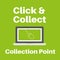 Click and collect collection point vector illustration on a green background