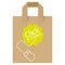 Click and Collect internet and online shopping concept with eco friendly recyclable carrier bag on a white background