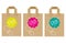 Click and Collect internet and online shopping concept with eco friendly recyclable carrier bag on a white background