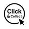 Click and collect label icon. Clipart image