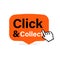 Click and collect speech bubble icon. Clipart image