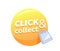 Click and Collect Yellow Bubble with Shopping Bag for Online Purchasing or Promotion in Internet. Distant Goods Ordering