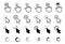 Click cursor set. Computer pointer hand and arrow icon. Press pick action element. Vector web interface elements.