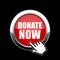 Click and donate now round glass web button