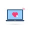 Click on heart button with laptop