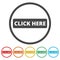 `Click Here` button, Click here icon, Click here sign, 6 Colors Included