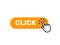 Click here button with hand icon. Vector click web sign cursor symbol. Button isolated