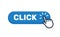 Click here button with hand icon. Vector click web sign cursor symbol. Button isolated