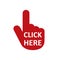 Click here button with hand pointer clicking. Click here web button. Isolated website hand finger clicking cursor â€“ vector