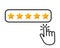 Click here hand icon button five stars consumer rating product review flat icon for applications and websites. vector illustration