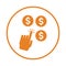 Click, paid icon. Orange color vector EPS