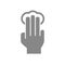 Click with three fingers grey icon. Multi touch screen fingers, 3x tap symbol