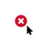 Click vector icon, cursor symbol with cancel sign. Cursor arrow icon and close, delete, remove symbol