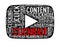 Clickbait play button wordcloud tag illustration