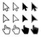 Clicking mouse cursors, computer finger pointers vector set