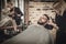 Client during beard and moustache grooming