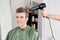 Client Gets His Hair Dried In Salon