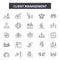 Client management line icons, signs, vector set, outline illustration concept