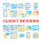 Client Review Feedback Collection Icons Set Vector