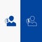 Client, User, Costs, Employee, Finance, Money, Person Line and Glyph Solid icon Blue banner Line and Glyph Solid icon Blue banner